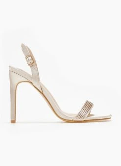 The Fashion Project Πέδιλα με στρας σατέν - Μπεζ