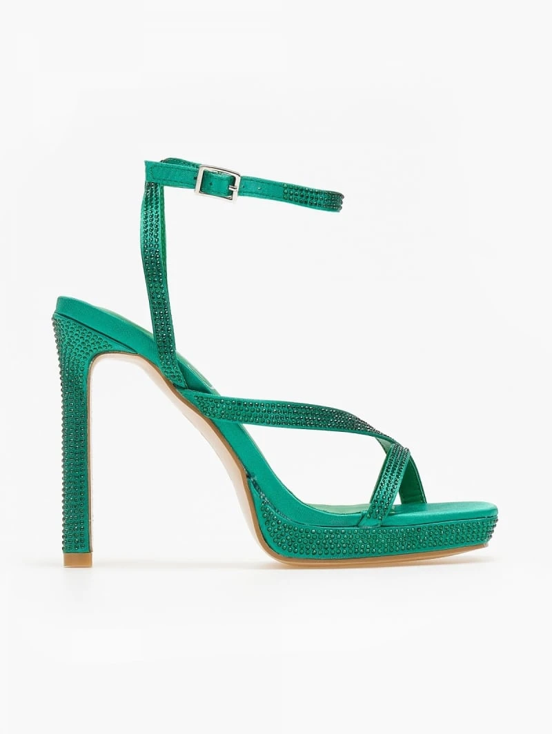 The Fashion Project Πέδιλα με στρας σατέν - Πράσινο 2 The Fashion Project Πέδιλα με στρας σατέν - Πράσινο - Image 2