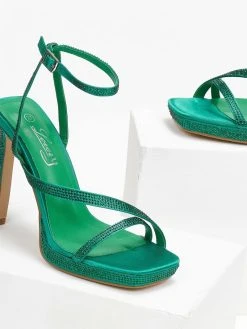 The Fashion Project Πέδιλα με στρας σατέν - Πράσινο