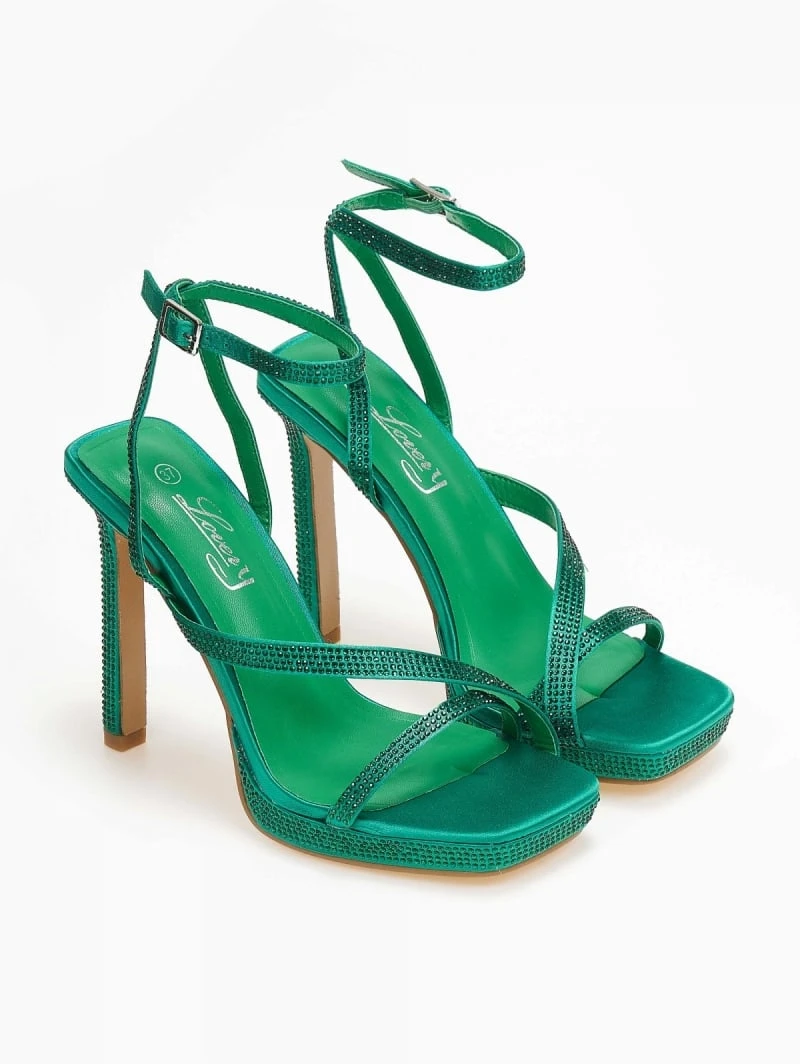 The Fashion Project Πέδιλα με στρας σατέν - Πράσινο 4 The Fashion Project Πέδιλα με στρας σατέν - Πράσινο - Image 4