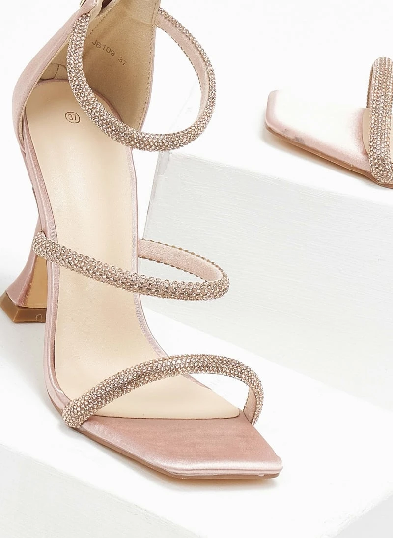 The Fashion Project Πέδιλα με στρας και φερμουάρ σατέν - Σομόν 3 The Fashion Project Πέδιλα με στρας και φερμουάρ σατέν - Σομόν - Image 3