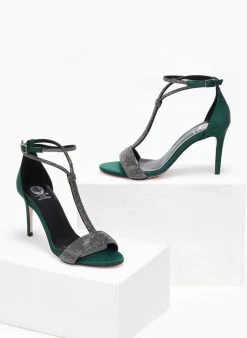 Πέδιλα με μπαρέτα και στρας Tfp - Κυπαρισσί 11 Πέδιλα με μπαρέτα και στρας Tfp - Κυπαρισσί -The Fashion Project κατάστημα pedila saten me strass tfp 109290 c46z