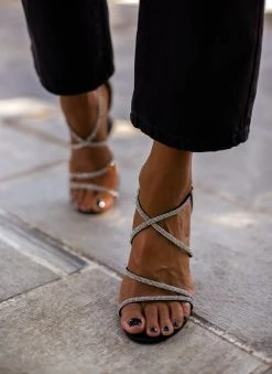 The Fashion Project Πέδιλα με στρας - Μαύρο