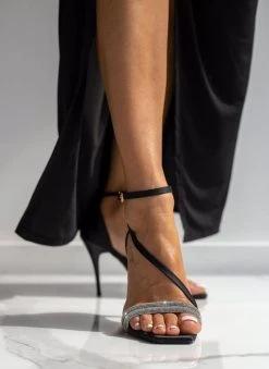 Πέδιλα με στρας υφασμάτινα Tfp - Μαύρο