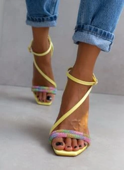 Πέδιλα με στρας υφασμάτινα Tfp - Κίτρινο