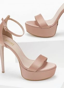 Estil Πέδιλα με μπαρέτα υφασμάτινα Tfp - Nude -The Fashion Project κατάστημα pedila saten tfp me kleisti fterna 104193 65be