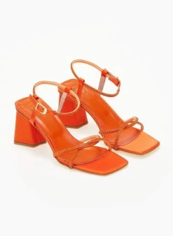 Πέδιλα με στρας σατέν Tfp - Πορτοκαλί -The Fashion Project κατάστημα pedila saten tfp me lepta strass 105192 z9gu