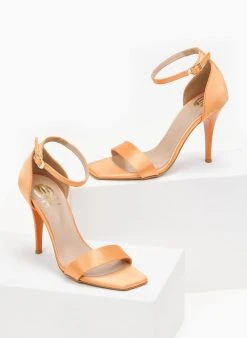 Πέδιλα με μπαρέτα υφασμάτινα Tfp - Πορτοκαλί -The Fashion Project κατάστημα pedila saten tfp me mpareta 100379 evjd