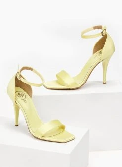 Πέδιλα με μπαρέτα υφασμάτινα Tfp - Κίτρινο -The Fashion Project κατάστημα pedila saten tfp me mpareta 100448 ekkz