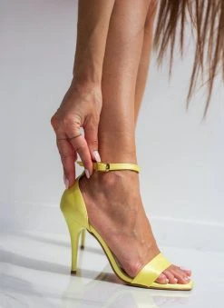 Πέδιλα με μπαρέτα υφασμάτινα Tfp - Κίτρινο -The Fashion Project κατάστημα pedila saten tfp me mpareta 100448 xpok