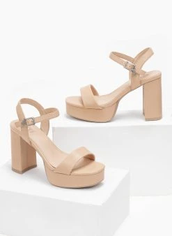 Xti Footwear Πέδιλα με φιάπα σε καρέ γραμμή Xti 140844 - Μπεζ -The Fashion Project κατάστημα pedila se kare grammi me mpareta xti 140844 110287 hh34