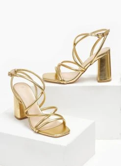 The Fashion Project Πέδιλα σε μεταλλικά χρώματα - Χρυσό -The Fashion Project κατάστημα pedila se metallika xrwmata 110595 dmer