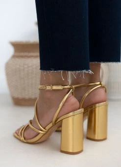 The Fashion Project Πέδιλα σε μεταλλικά χρώματα - Χρυσό -The Fashion Project κατάστημα pedila se metallika xrwmata 110595 j75k