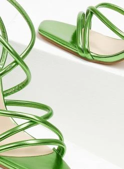 The Fashion Project Πέδιλα σε μεταλλικά χρώματα - Πράσινο -The Fashion Project κατάστημα pedila se metallika xrwmata 110597 12n5