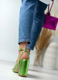 The Fashion Project Πέδιλα σε μεταλλικά χρώματα - Πράσινο -The Fashion Project κατάστημα pedila se metallika xrwmata 110597 9cem