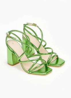 The Fashion Project Πέδιλα σε μεταλλικά χρώματα - Πράσινο -The Fashion Project κατάστημα pedila se metallika xrwmata 110597 drlk