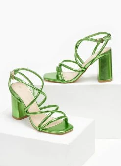 The Fashion Project Πέδιλα σε μεταλλικά χρώματα - Πράσινο -The Fashion Project κατάστημα pedila se metallika xrwmata 110597 k6ed