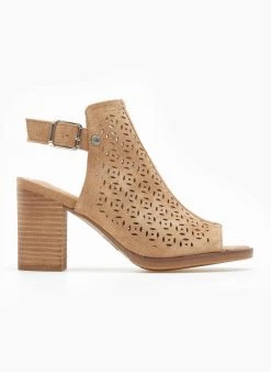 Xti Footwear Πέδιλα Suede με διάτρητο σχέδιο Xti 141391 - Τάουπε