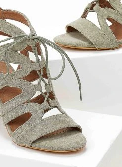 The Fashion Project Πέδιλα Lace Up Suede - Βεραμάν -The Fashion Project κατάστημα pedila suede me kordonia 103978 jrah