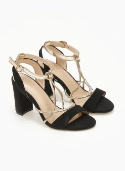 The Fashion Project Πέδιλα Suede με λεπτά λουράκια - Μαύρο -The Fashion Project κατάστημα pedila suede me lepta lourakia 111657 51b5