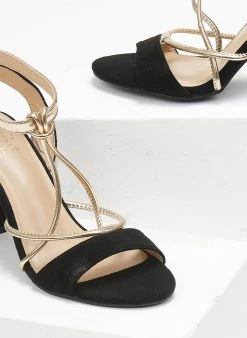 The Fashion Project Πέδιλα Suede με λεπτά λουράκια - Μαύρο -The Fashion Project κατάστημα pedila suede me lepta lourakia 111657 n8h1