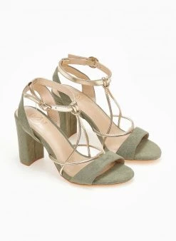 The Fashion Project Πέδιλα Suede με λεπτά λουράκια - Χακί -The Fashion Project κατάστημα pedila suede me lepta lourakia 111659 ll0a