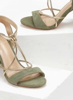 The Fashion Project Πέδιλα Suede με λεπτά λουράκια - Χακί -The Fashion Project κατάστημα pedila suede me lepta lourakia 111659 lvjf