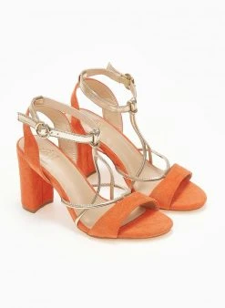 The Fashion Project Πέδιλα Suede με λεπτά λουράκια - Πορτοκαλί -The Fashion Project κατάστημα pedila suede me lepta lourakia 111660 4ou4