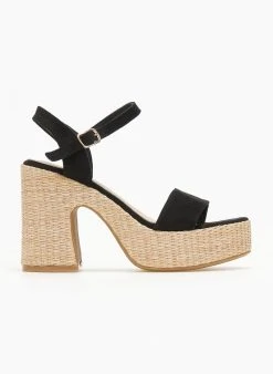 The Fashion Project Πέδιλα με μπαρέτα Suede - Μαύρο