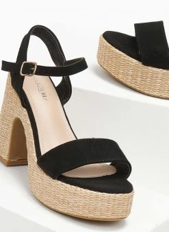 The Fashion Project Πέδιλα με μπαρέτα Suede - Μαύρο -The Fashion Project κατάστημα pedila suede me mpareta 111321 a77r