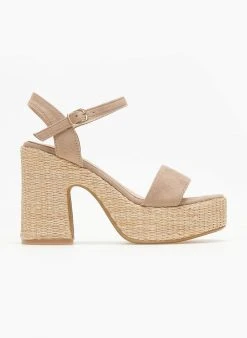 The Fashion Project Πέδιλα με μπαρέτα Suede - Τάουπε