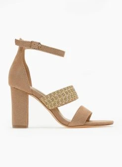 The Fashion Project Πέδιλα Suede με μπαρέτα - Κάμελ