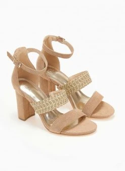 The Fashion Project Πέδιλα Suede με μπαρέτα - Κάμελ -The Fashion Project κατάστημα pedila suede me mpareta 111732 kcf6