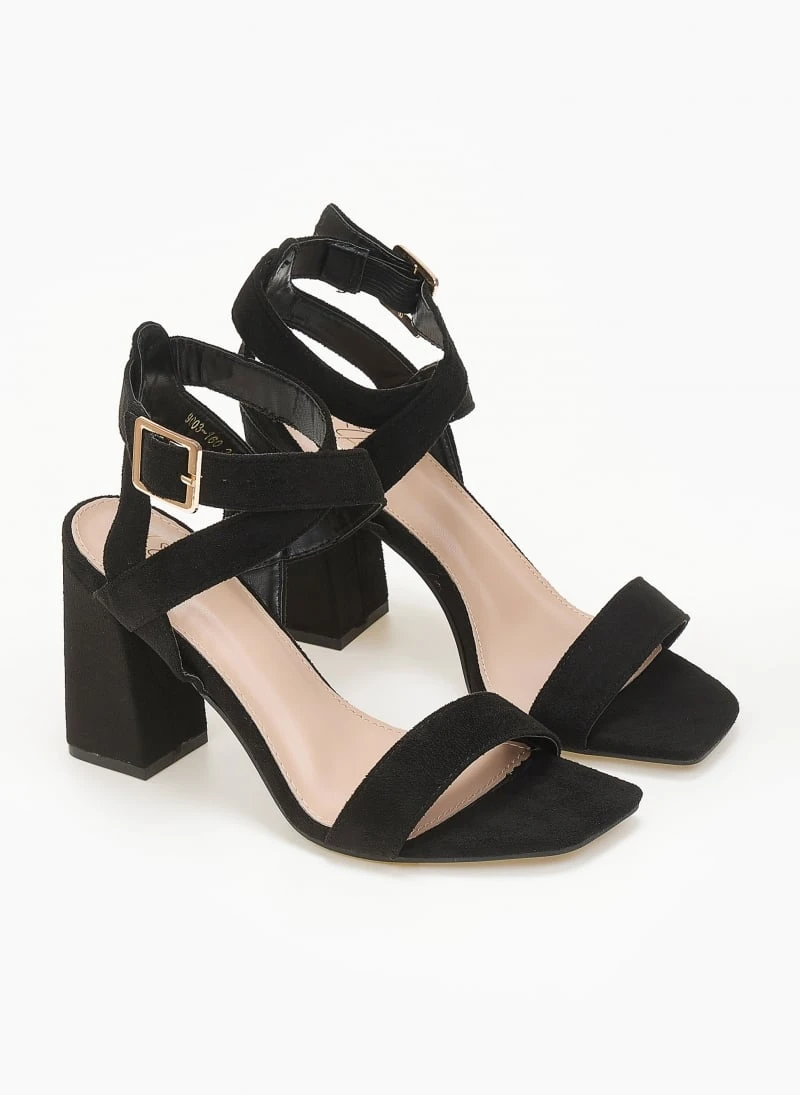 The Fashion Project Πέδιλα Suede με χιαστί δέσιμο - Μαύρο 2 The Fashion Project Πέδιλα Suede με χιαστί δέσιμο - Μαύρο - Image 2