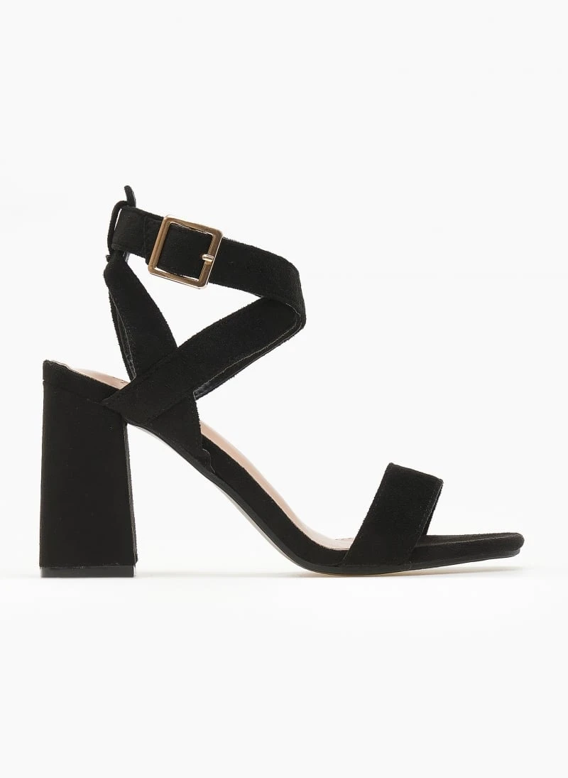 The Fashion Project Πέδιλα Suede με χιαστί δέσιμο - Μαύρο 1 The Fashion Project Πέδιλα Suede με χιαστί δέσιμο - Μαύρο