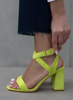 The Fashion Project Πέδιλα Suede με χιαστί δέσιμο - Lime