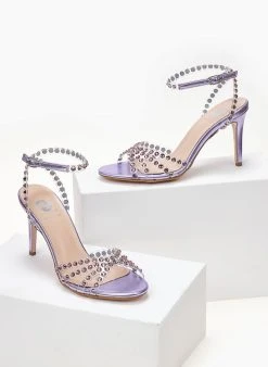 Πέδιλα με στρας και διαφάνεια Tfp - Λιλά -The Fashion Project κατάστημα pedila tfp me diafaneia kai petres 104258 wsca