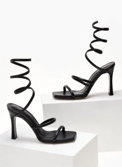 Πέδιλα Lace Up Tfp - Μαύρο -The Fashion Project κατάστημα pedila tfp me elasma kai krustalla 104690 a3fu