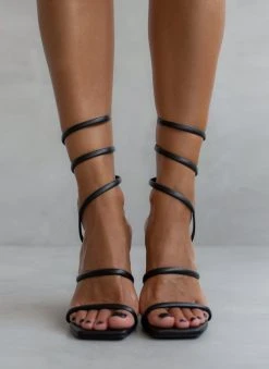 Πέδιλα Lace Up Tfp - Μαύρο -The Fashion Project κατάστημα pedila tfp me elasma kai krustalla 104690 eoj4