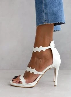 Πέδιλα με φιάπα και φερμουάρ Tfp - Λευκό -The Fashion Project κατάστημα pedila tfp me fermouar sto pisw meros 104270 73bg