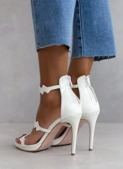 Πέδιλα με φιάπα και φερμουάρ Tfp - Λευκό -The Fashion Project κατάστημα pedila tfp me fermouar sto pisw meros 104270 m7z2