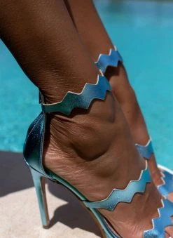 Πέδιλα με φιάπα και φερμουάρ Tfp - Γαλάζιο -The Fashion Project κατάστημα pedila tfp me fermouar sto pisw meros 104272 h8fk