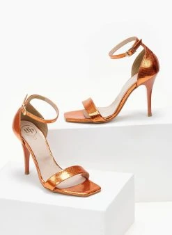 Πέδιλα με μπαρέτα και Pattern Tfp - Πορτοκαλί -The Fashion Project κατάστημα pedila tfp me kleisti fterna 105260 xakz