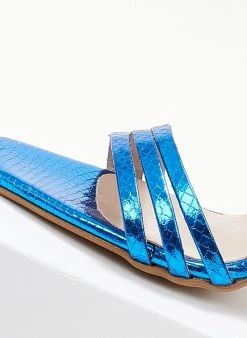 Πέδιλα με μπαρέτα και Pattern στα λουράκια Tfp - Μπλε -The Fashion Project κατάστημα pedila tfp me patten fidi 105171 pckk