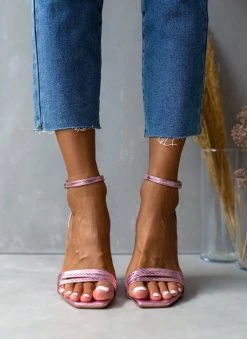 Πέδιλα με μπαρέτα και Pattern στα λουράκια Tfp - Ροζ -The Fashion Project κατάστημα pedila tfp me patten fidi 105252 faek