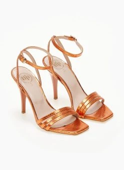 Πέδιλα με μπαρέτα και Pattern στα λουράκια Tfp - Πορτοκαλί -The Fashion Project κατάστημα pedila tfp me patten fidi 105253 y4fy