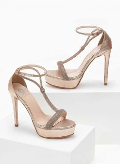 Πέδιλα με φιάπα και στρας Tfp - Χαλκός -The Fashion Project κατάστημα pedila tfp me stras lourakia kai mpareta 104274 o46b