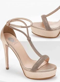 Πέδιλα με φιάπα και στρας Tfp - Χαλκός -The Fashion Project κατάστημα pedila tfp me stras lourakia kai mpareta 104274 vh1k