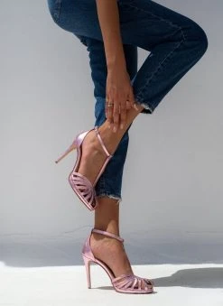 Πέδιλα με μπαρέτα ρετρό σε μεταλλικές αποχρώσεις Tfp - Ροζ -The Fashion Project κατάστημα pedila tfp retro se metallikes apoxrwseis 101158 g72k