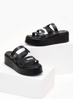 Flatforms δερμάτινα με ανοίγματα Estil - Μαύρο -The Fashion Project κατάστημα platformes dermatines estil me anoigmata 104938 hk9k